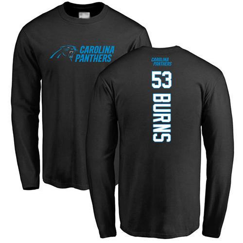 Carolina Panthers Men Black Brian Burns Backer NFL Football #53 Long Sleeve T Shirt->carolina panthers->NFL Jersey